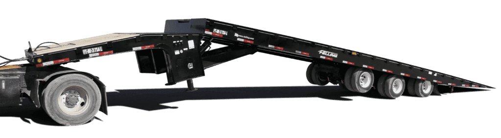 Tilt slide axle trailer with hydraulic sliding system.
