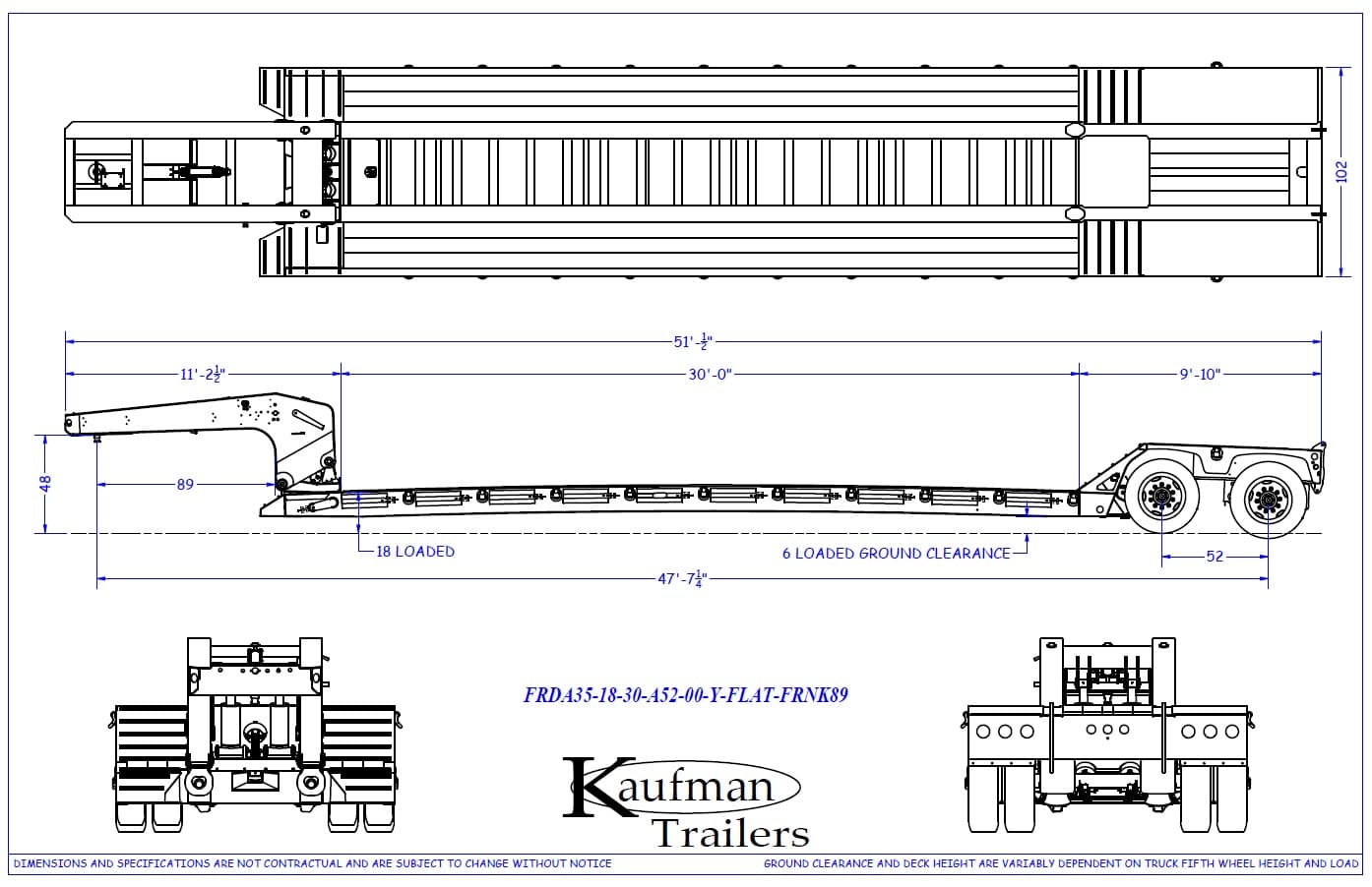 35 Ton Detachable Gooseneck Ag Trailer - 30' Well trailer