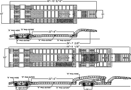 60 Ton 10 Foot Wide 7-Axel Trailer Drawwing