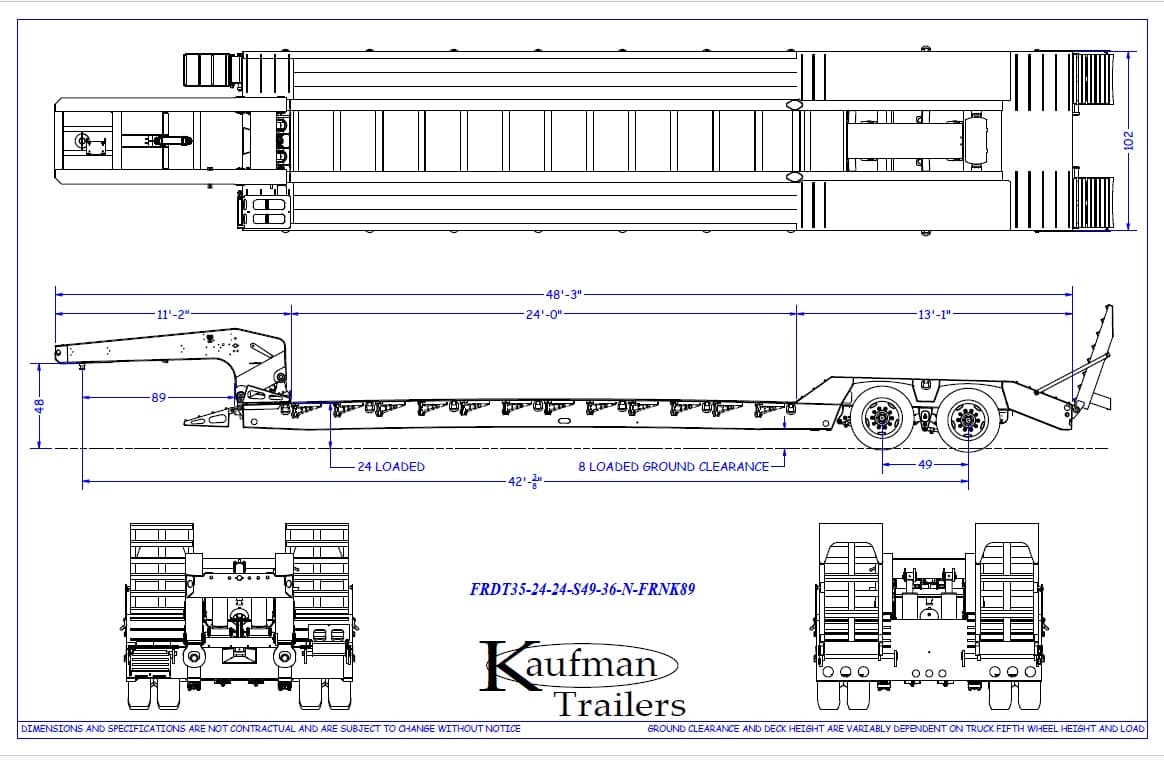 35 Ton Detachable Gooseneck Spring Ride Trailer - Dovetail Standard trailer