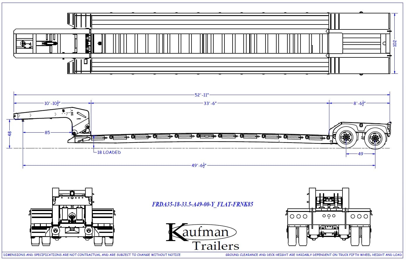 35 Ton Detachable Gooseneck Ag Trailer - 33'6" Well and Deck on Neck trailer